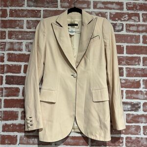 Plein Sud Paris Wool Blend Cream Blazer Contrast Trim Tailored FR 36